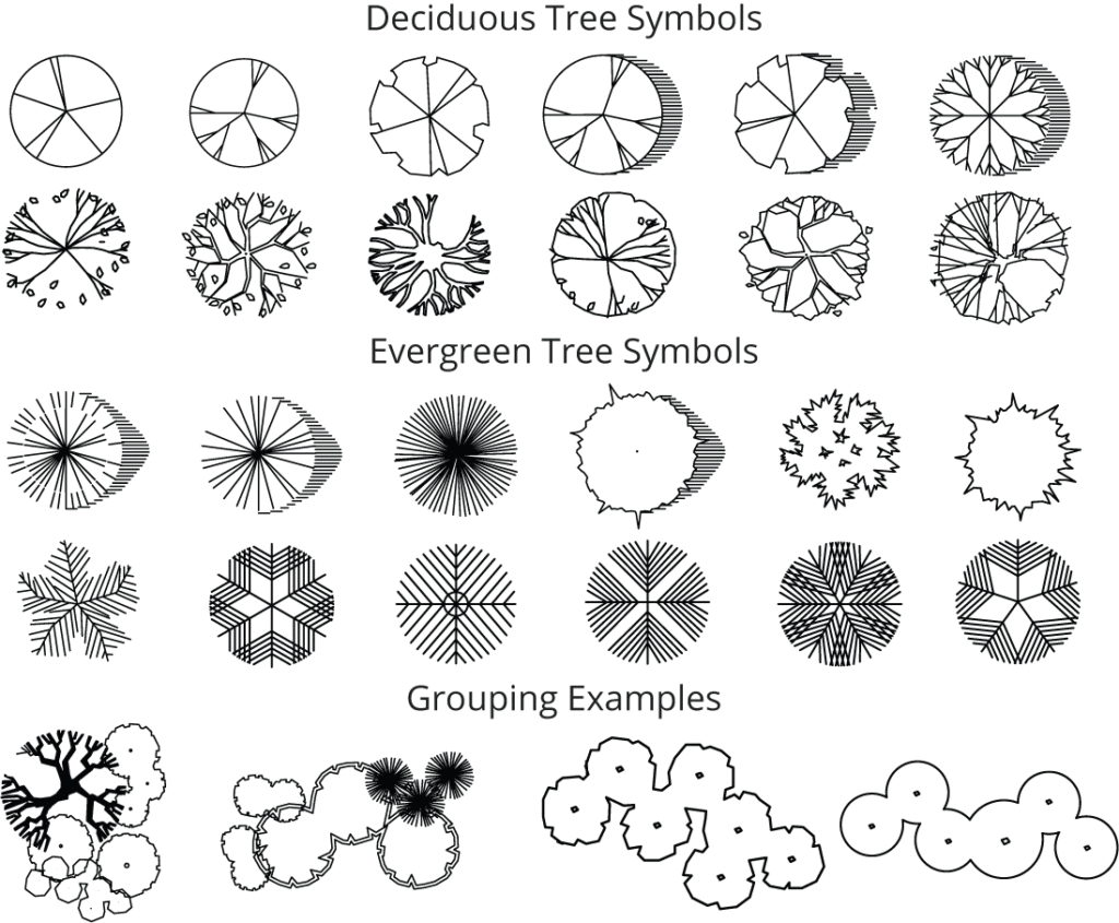 Landscape Design Symbols Trees and Grouping